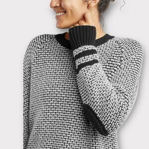 Krimson Klover Crewneck Sweater Womens M Cotton Merino Blend Black White